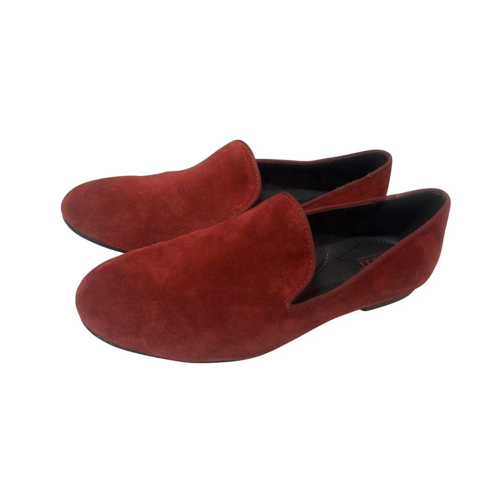 Born Dark Red Suede Slip On Loafers Women 7.5M Comfort Casual Flats